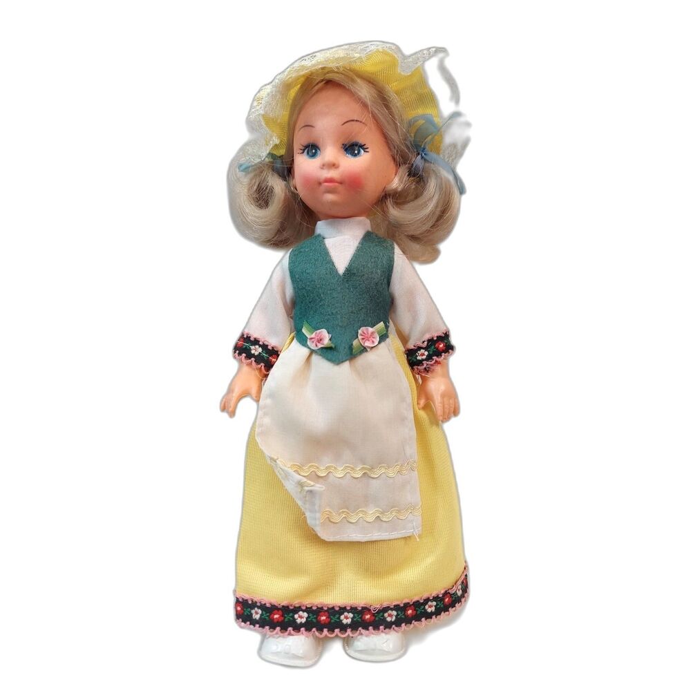 Dolls of All Nations Hong Kong 10" vintage with hat Yellow Dress European Outfit